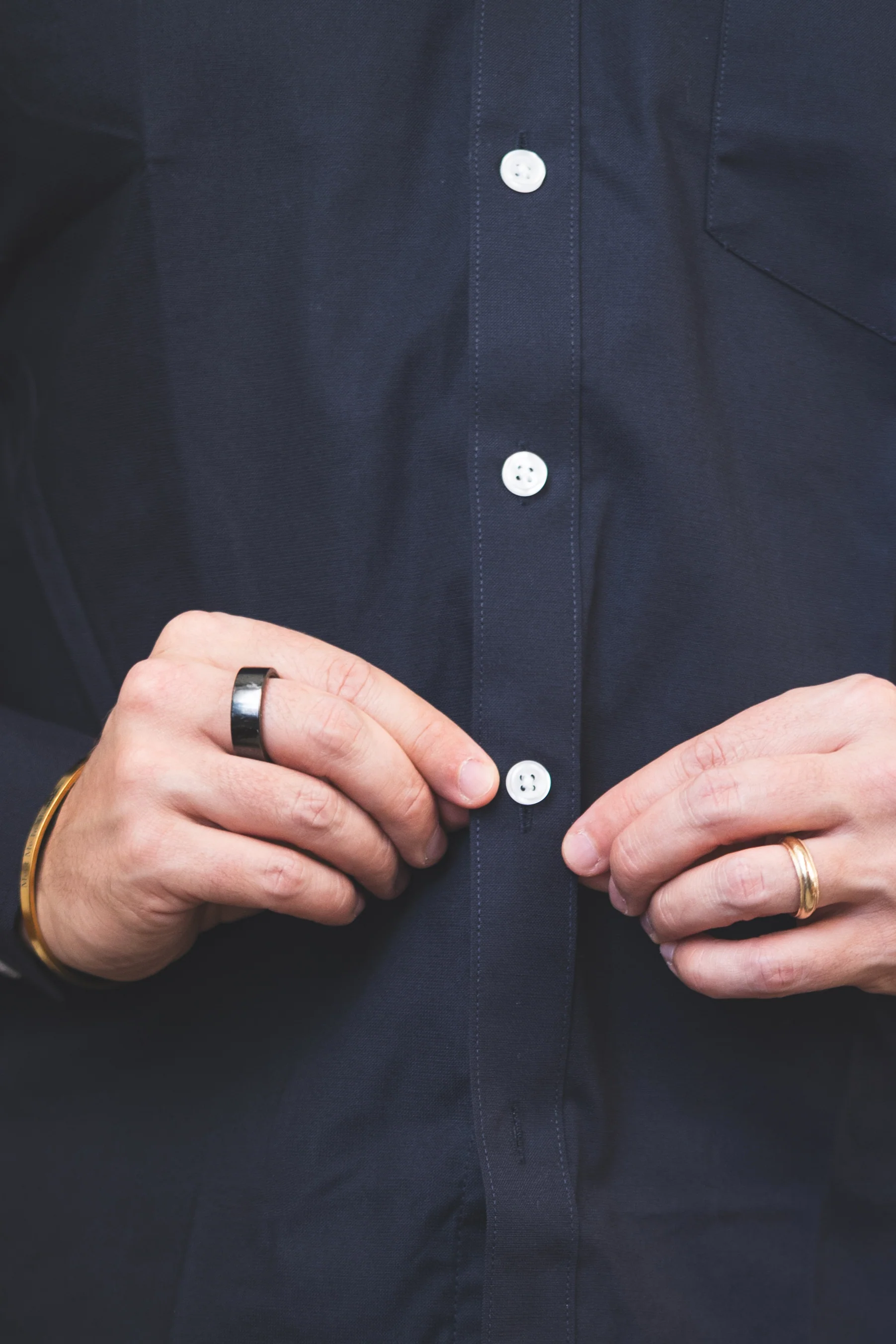 Stretch Oxford Button Down Shirt Navy - Image 5