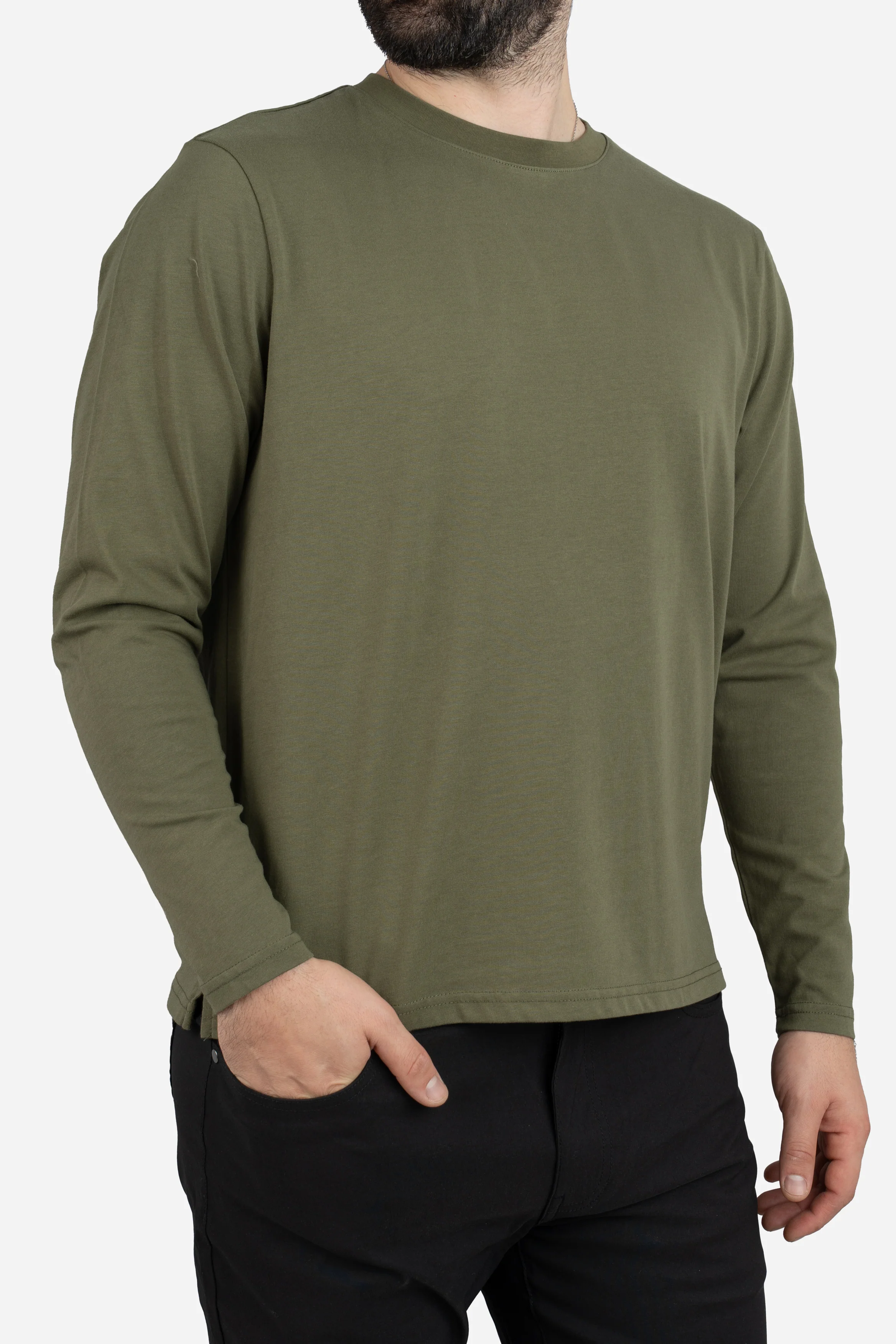 Long Sleeve Core T-Shirt Olive - Image 9