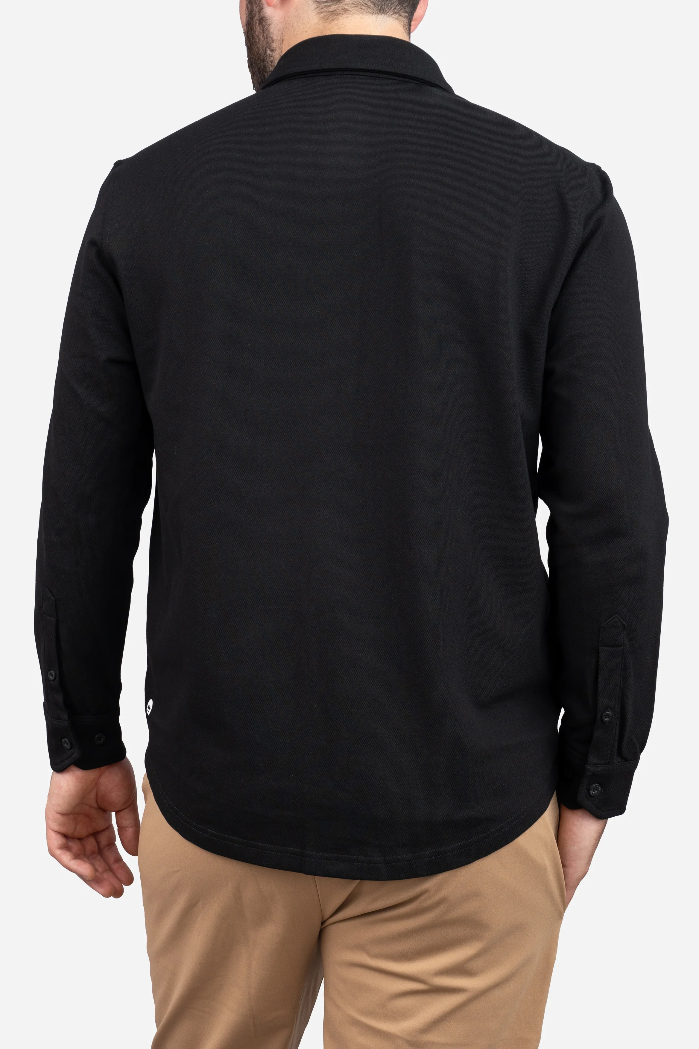 Performance Pique Button Down Shirt Black - Image 10