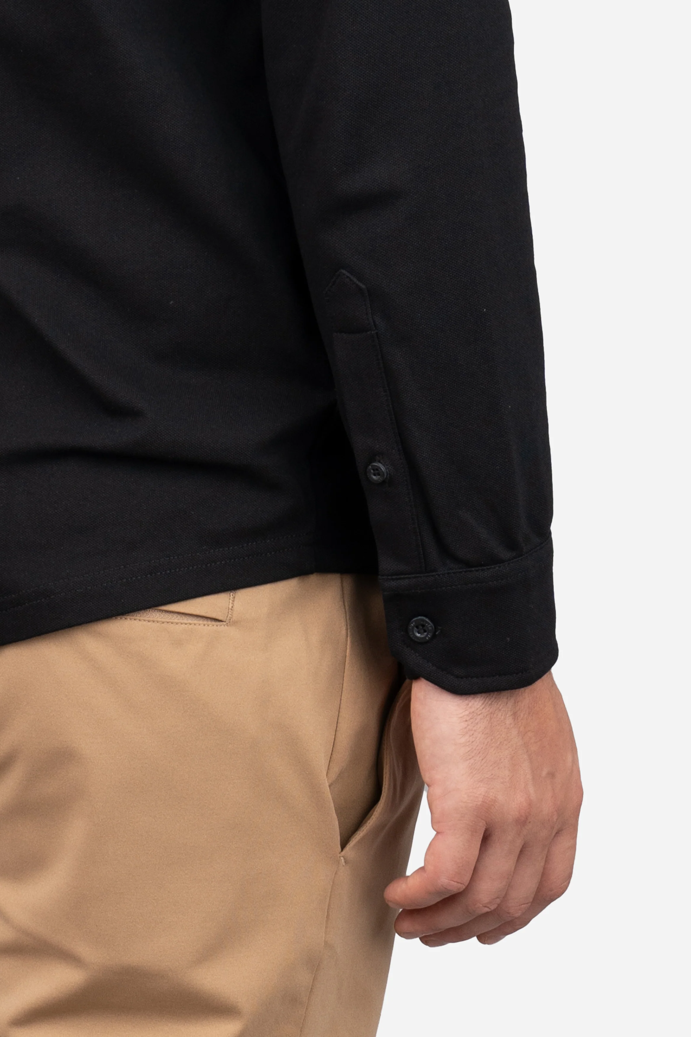 Performance Pique Button Down Shirt Black - Image 11
