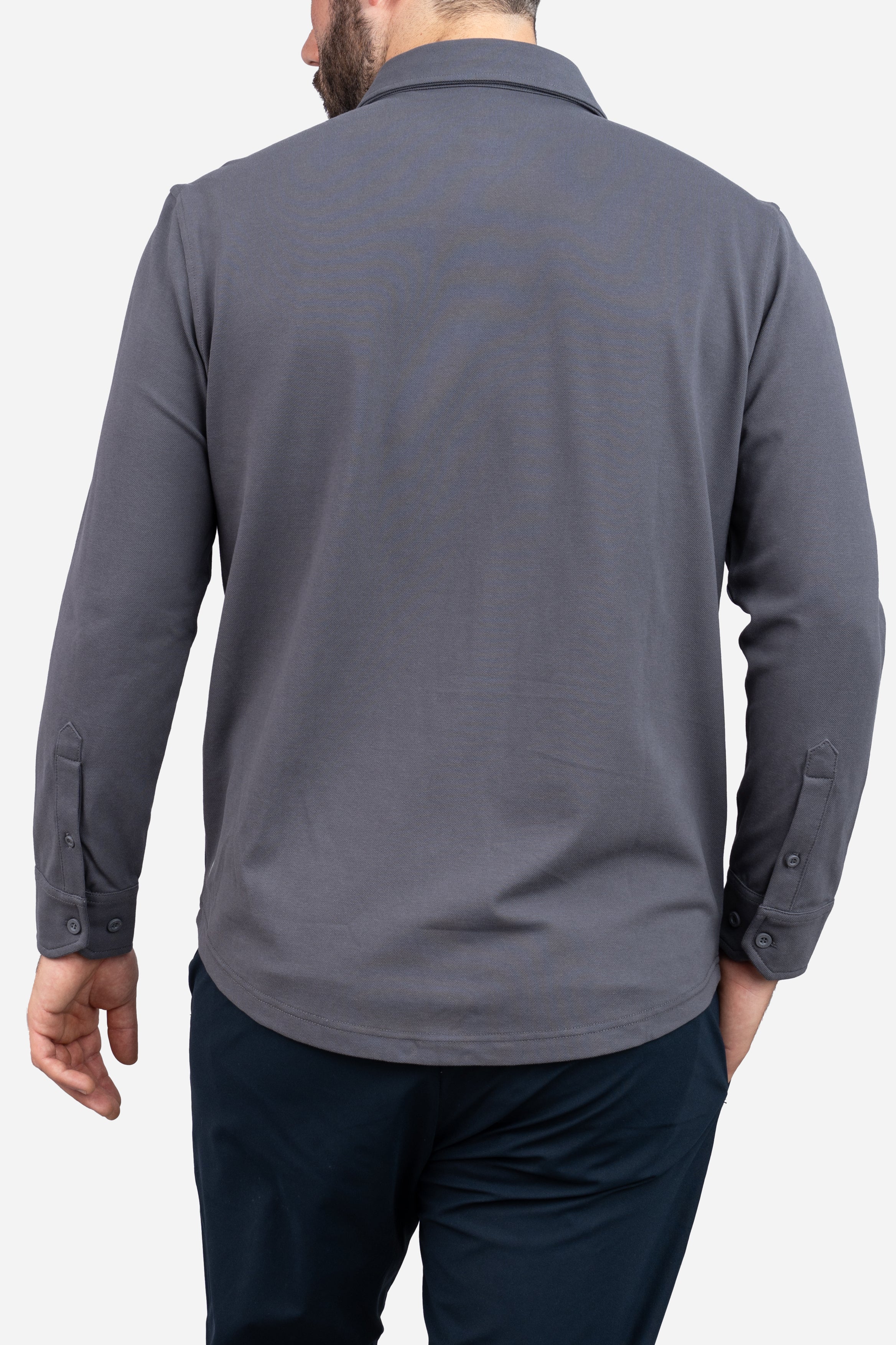Performance Pique Button Down Shirt Charcoal - Image 3