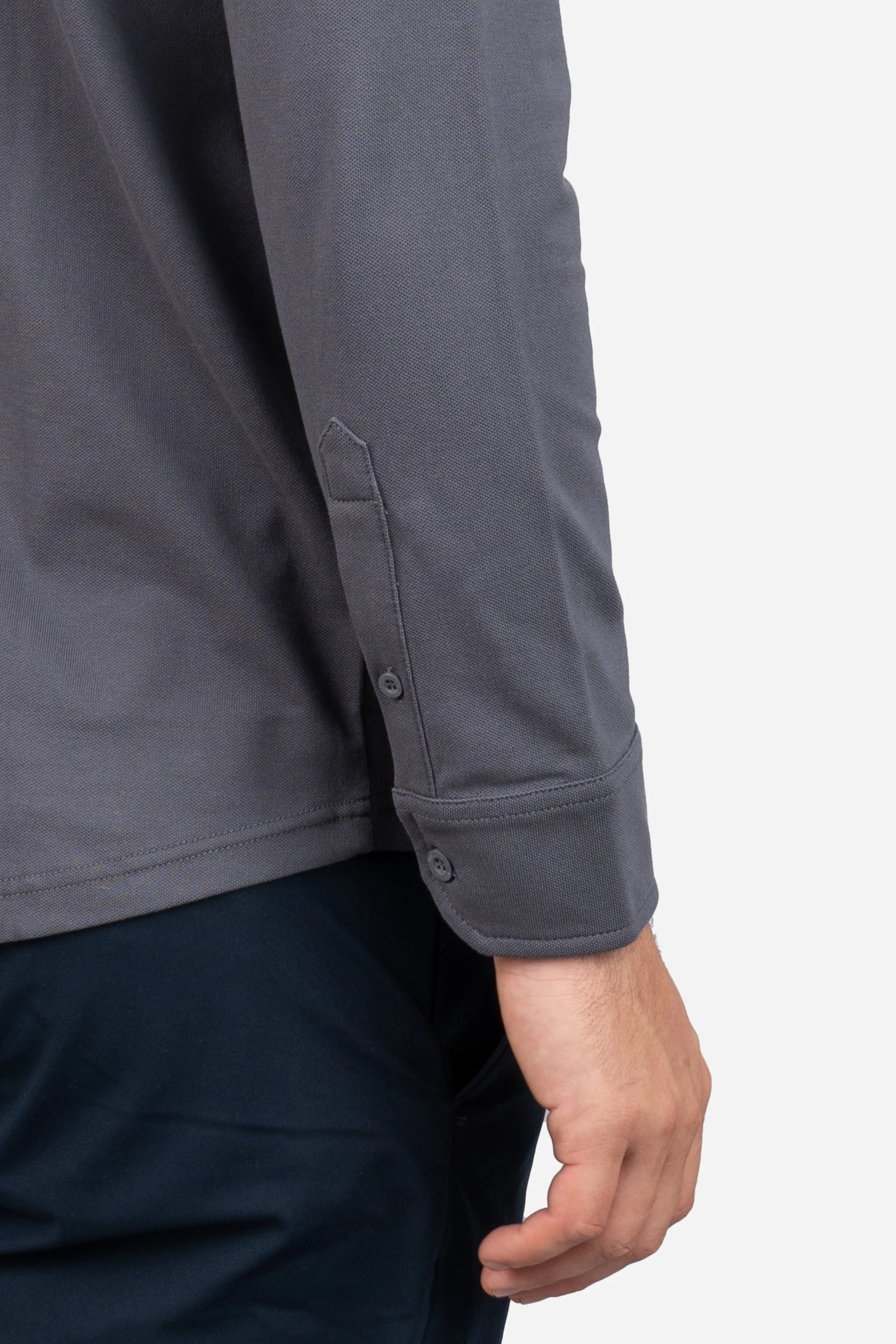 Performance Pique Button Down Shirt Charcoal - Image 4
