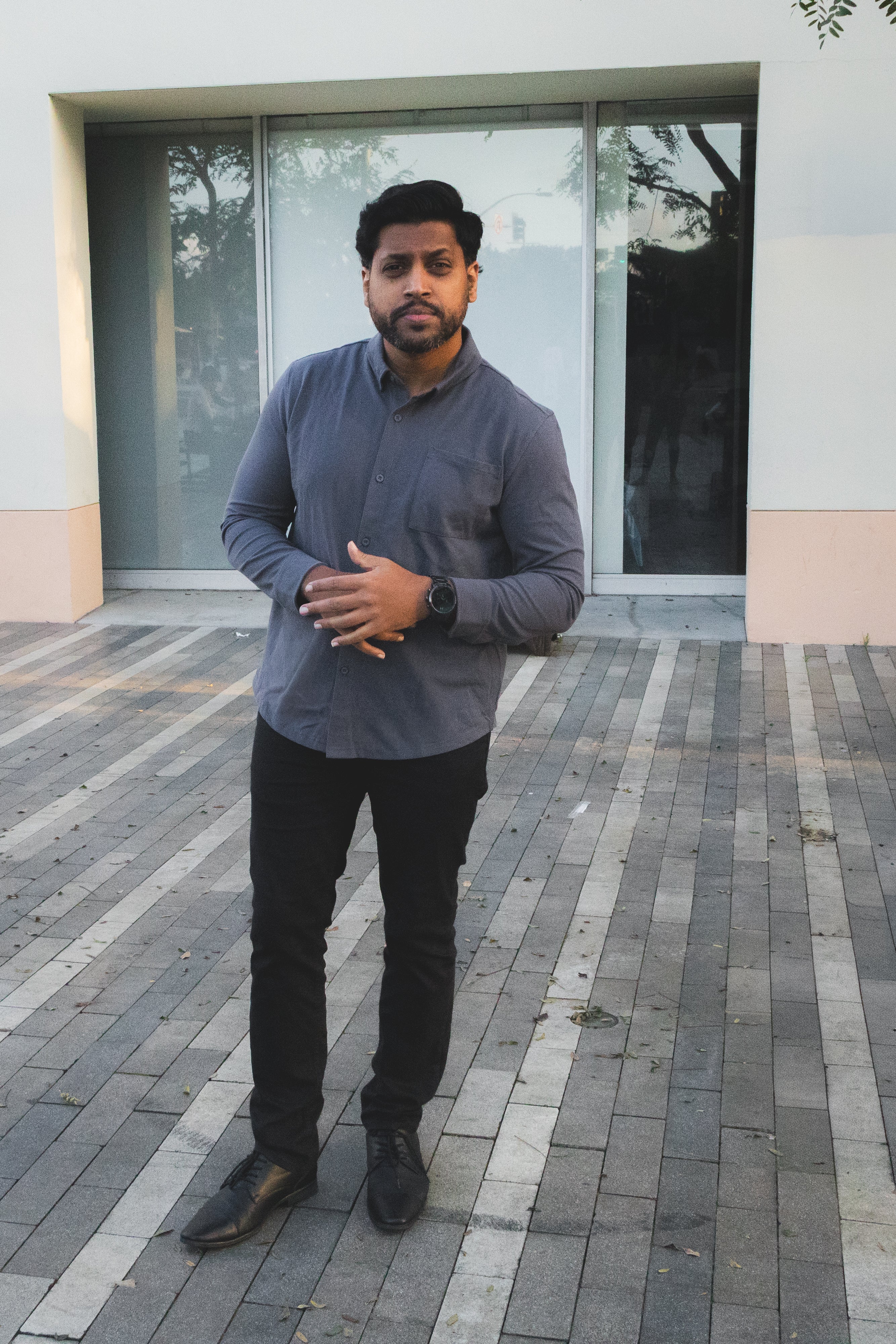 Performance Pique Button Down Shirt Charcoal - Image 6