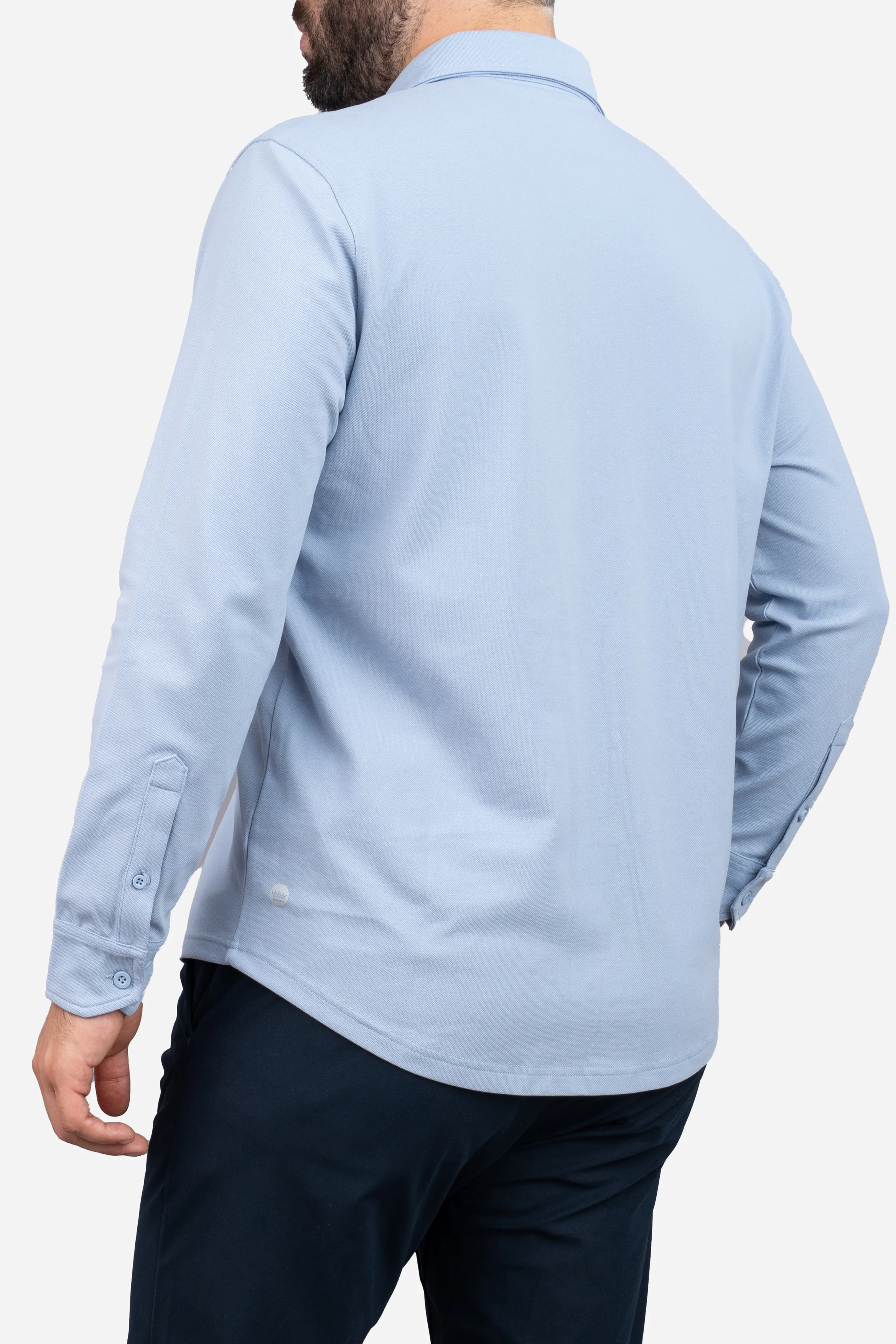 Performance Pique Button Down Shirt Light Blue - Image 7