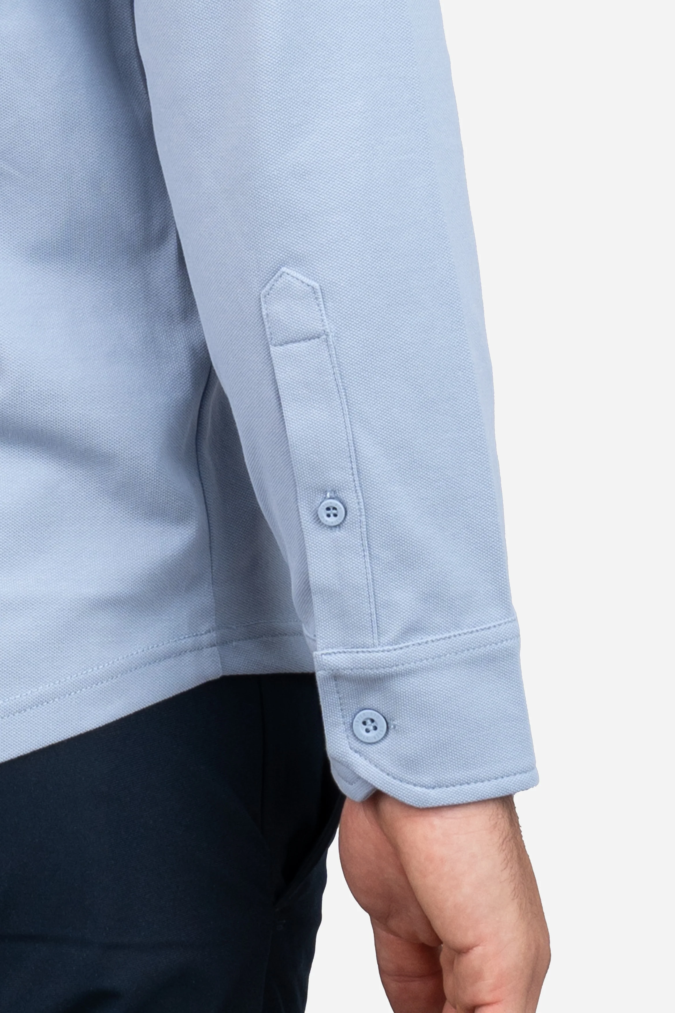Performance Pique Button Down Shirt Light Blue - Image 8