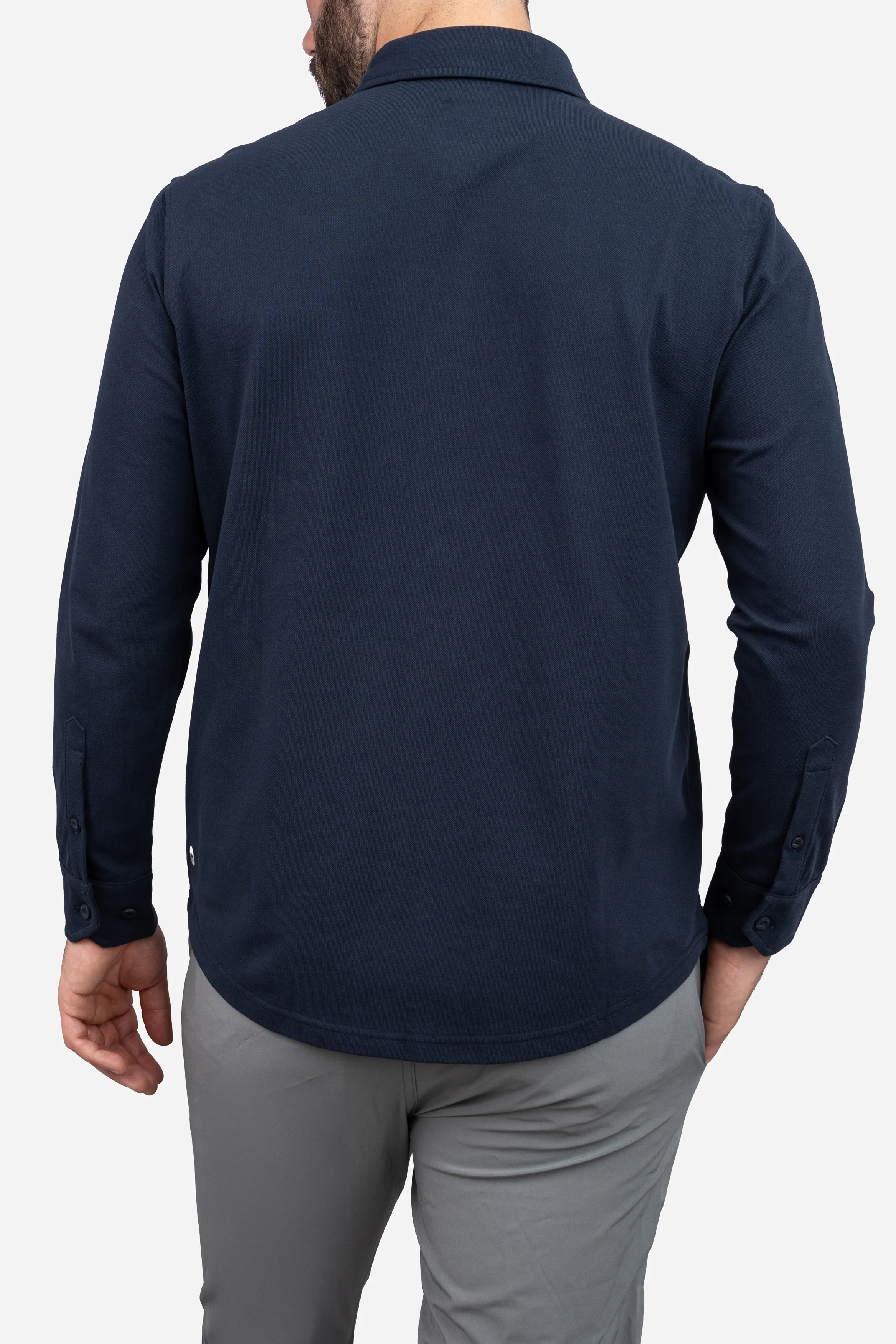 Performance Pique Button Down Shirt Navy - Image 7