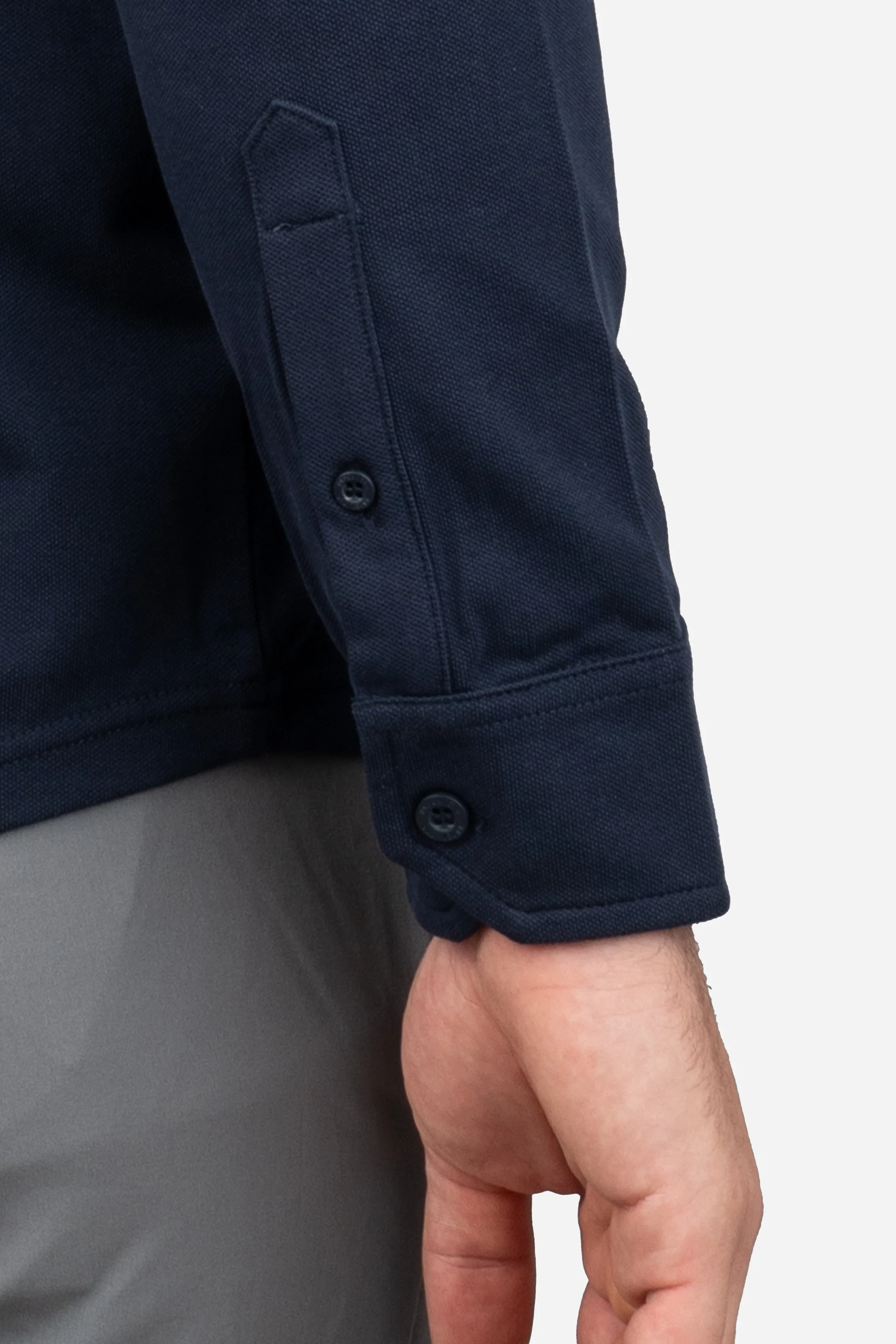 Performance Pique Button Down Shirt Navy - Image 8