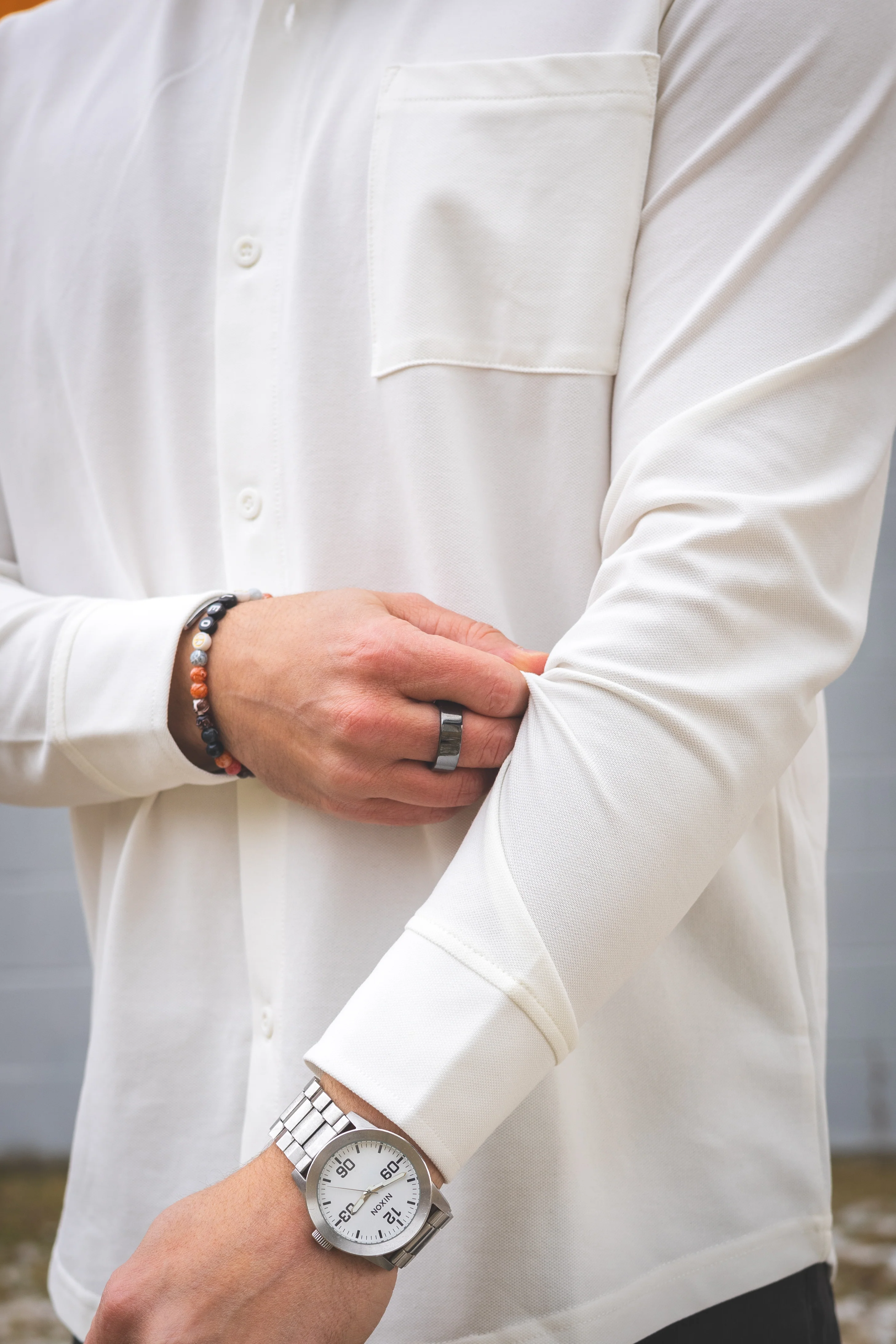Performance Pique Button Down Shirt White - Image 13
