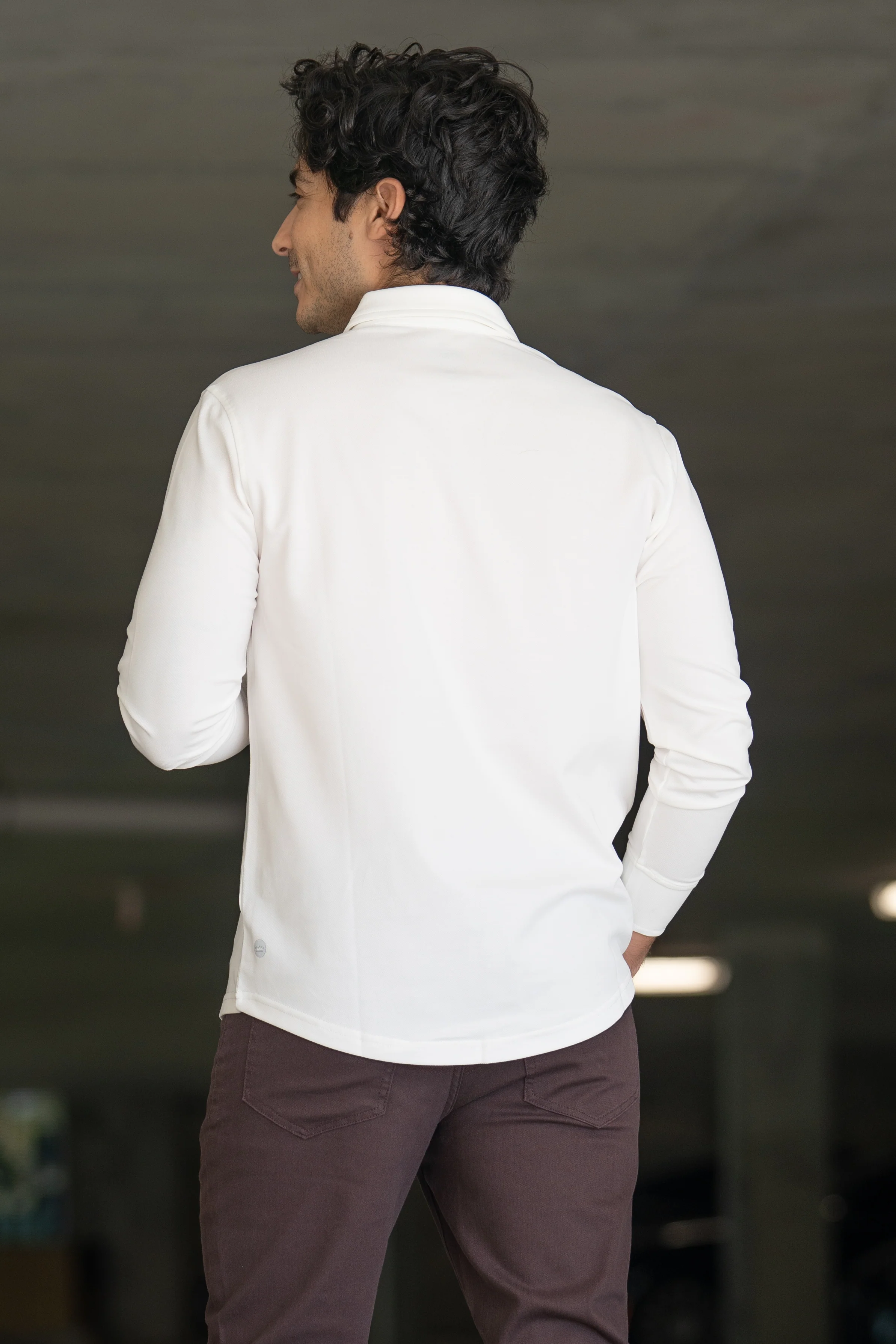 Performance Pique Button Down Shirt White - Image 5