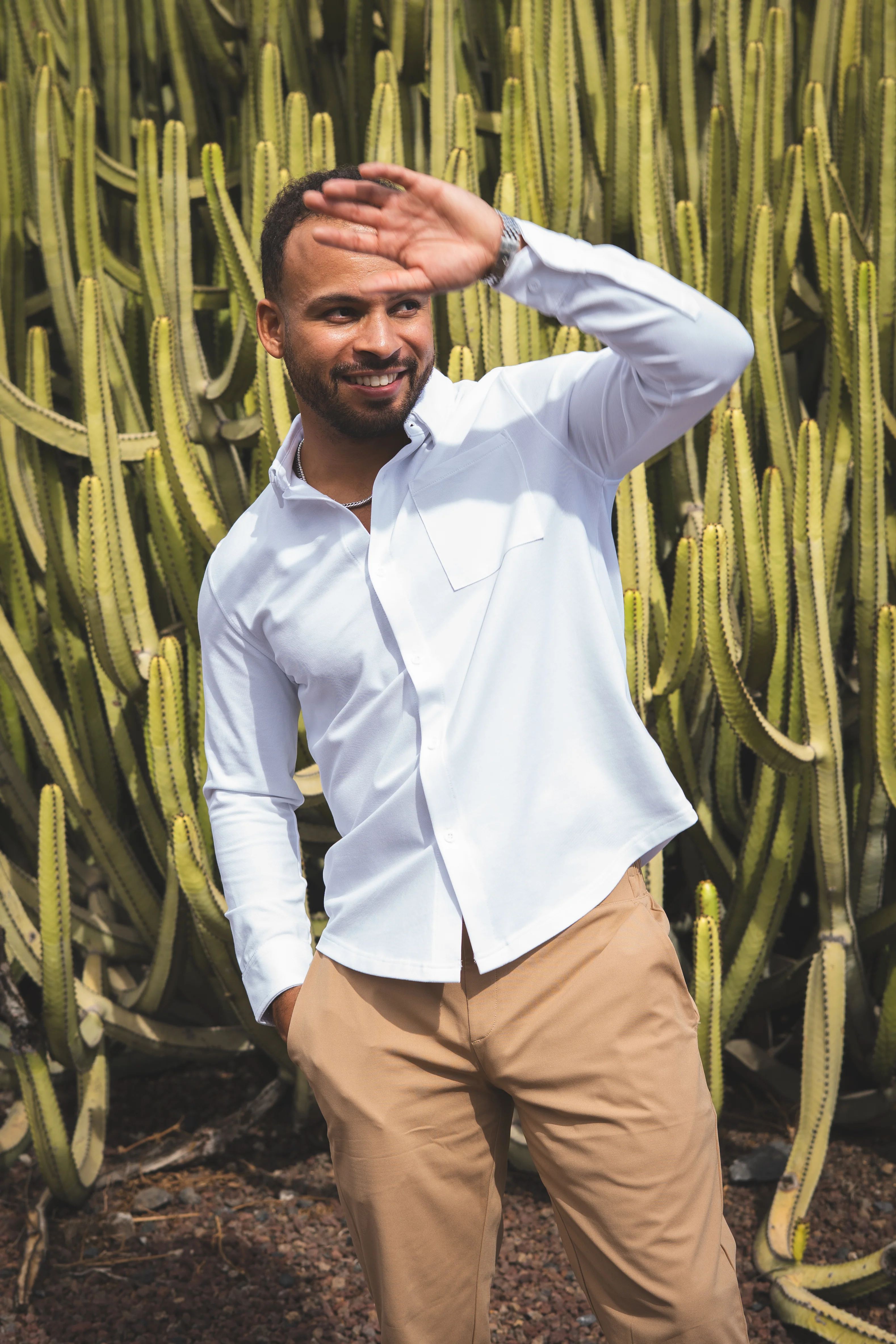 Performance Pique Button Down Shirt White - Image 9
