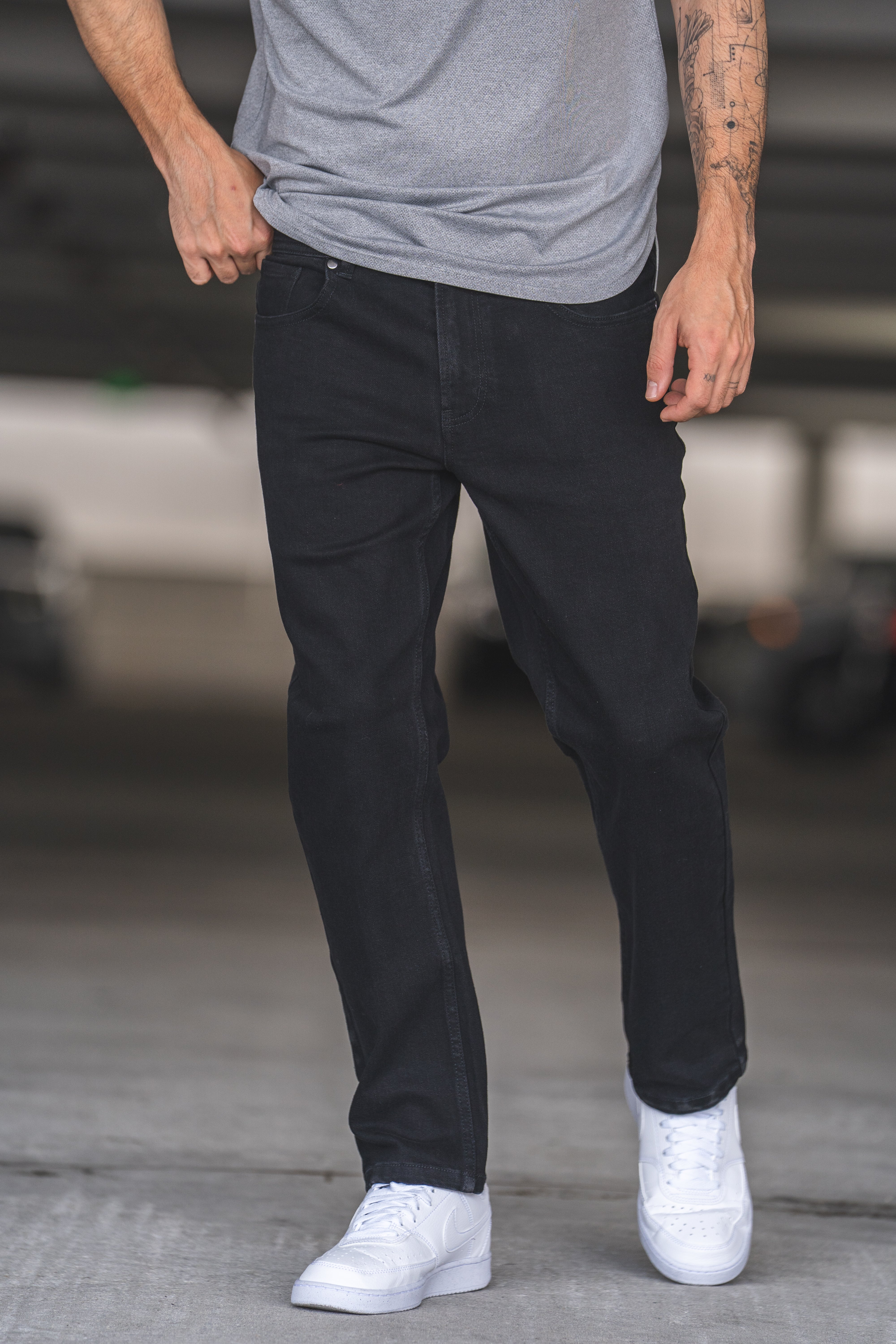 Straight Fit Stretch Jeans Black - Image 7