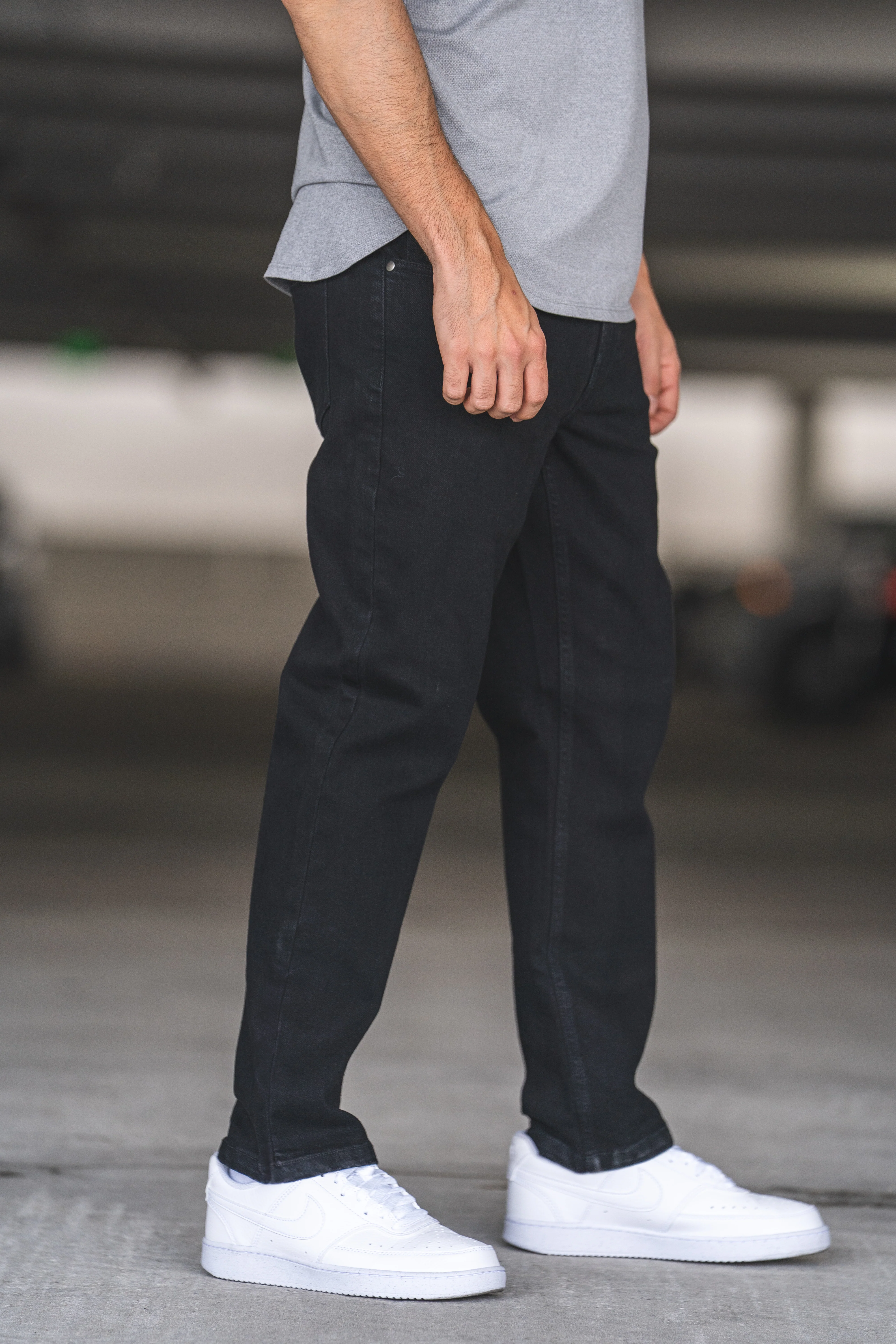 Straight Fit Stretch Jeans Black - Image 8