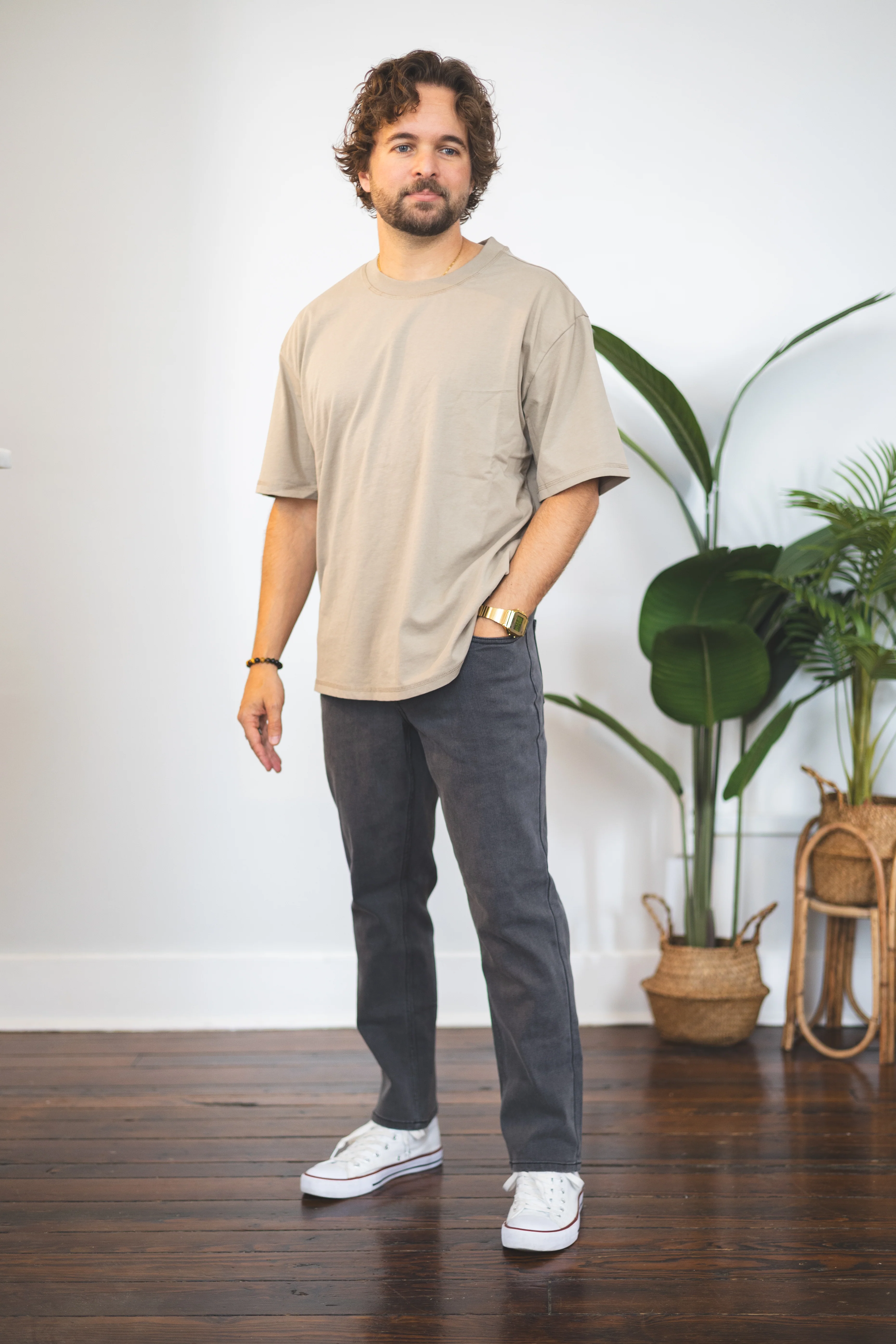 Straight Fit Stretch Jeans Gray - Image 13