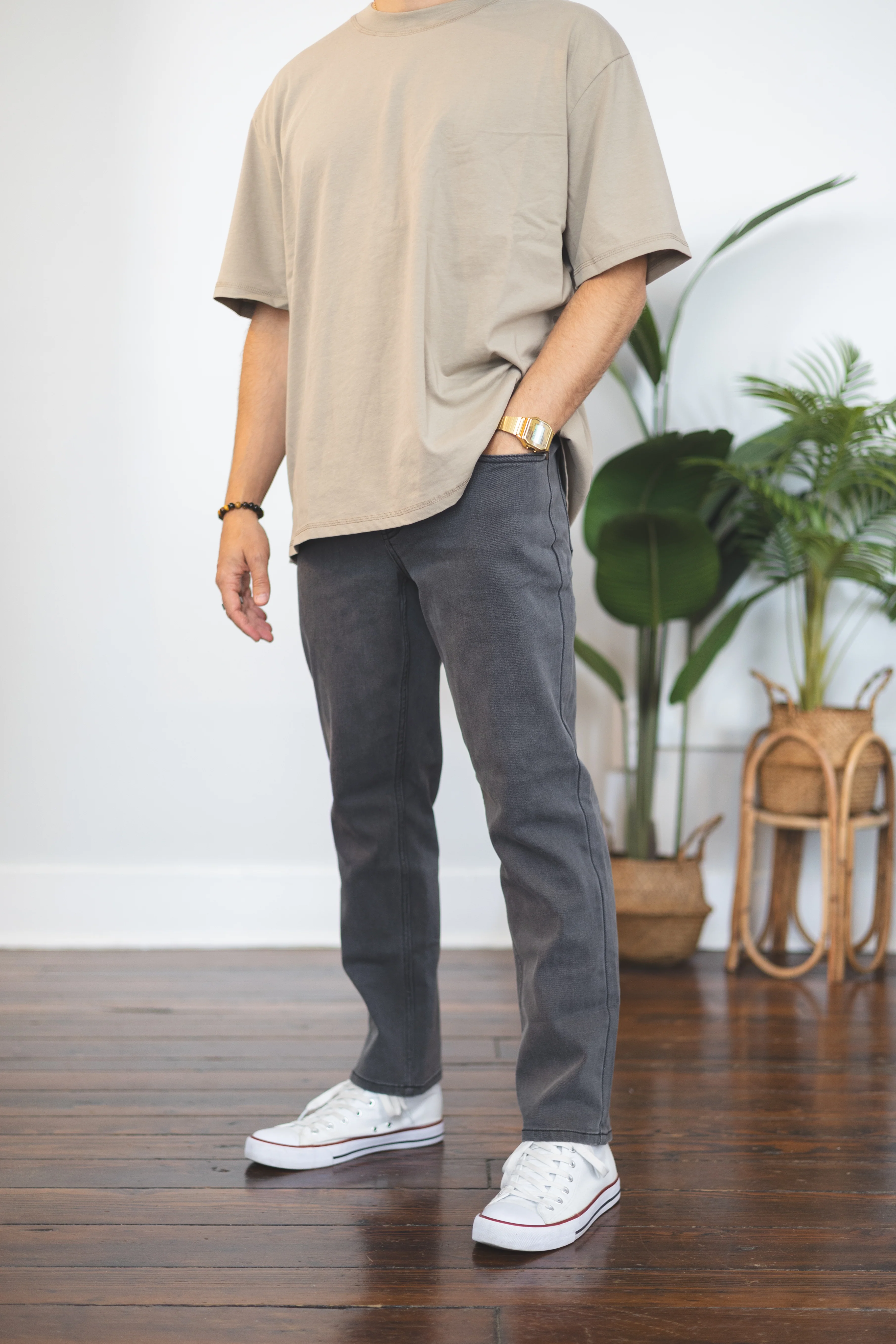 Straight Fit Stretch Jeans Gray - Image 14