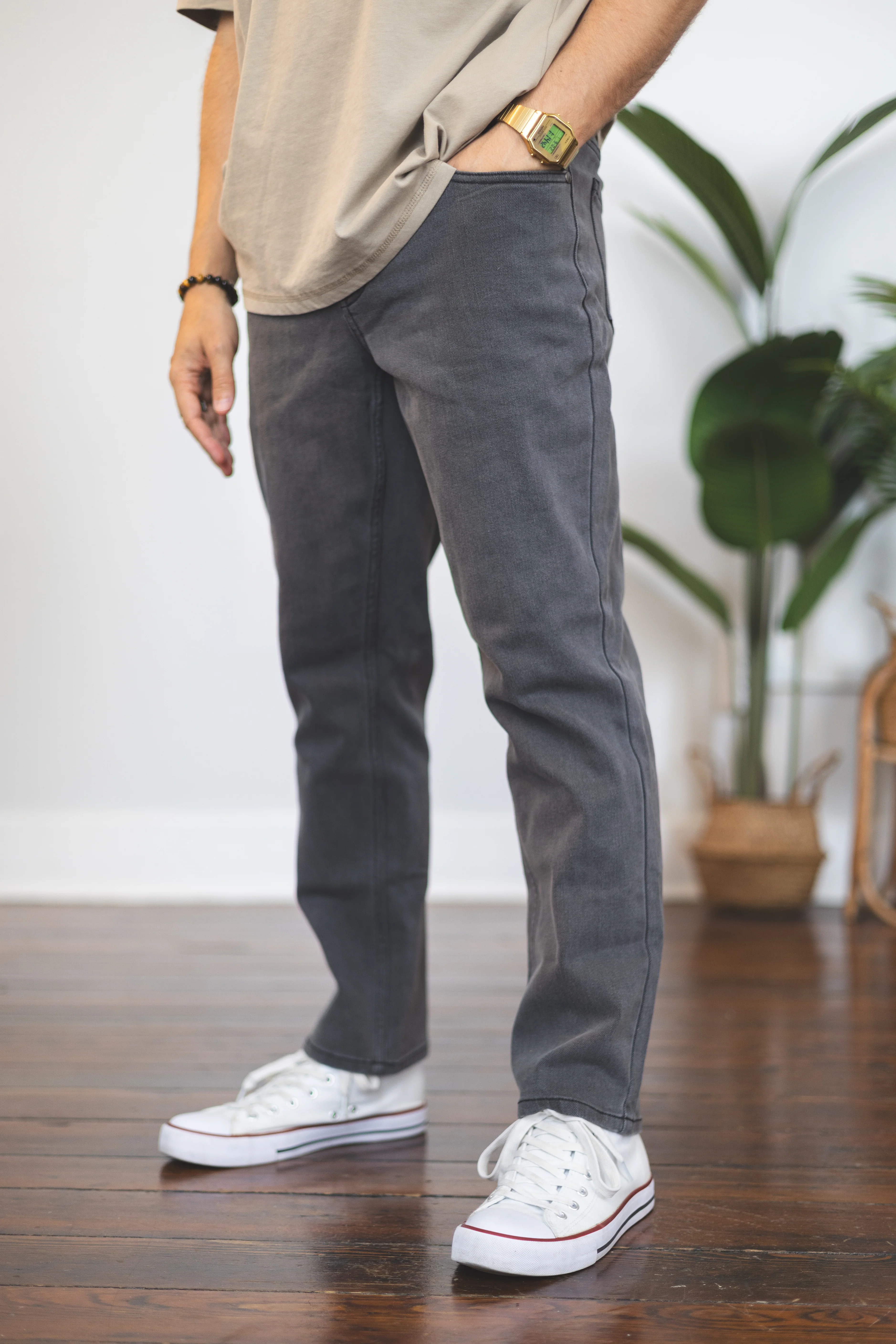 Straight Fit Stretch Jeans Gray - Image 9