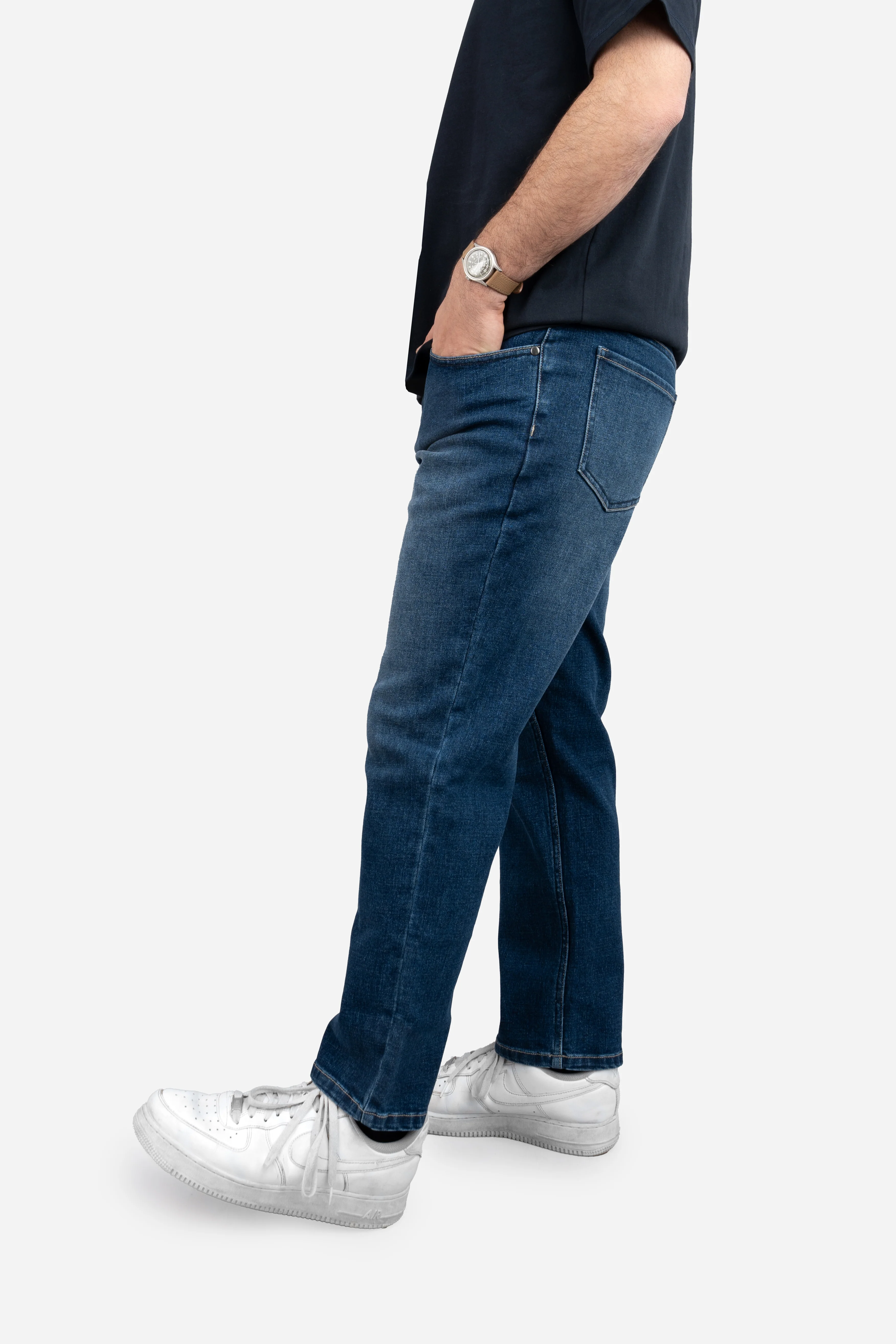 Straight Fit Stretch Jeans Medium Wash - Image 12