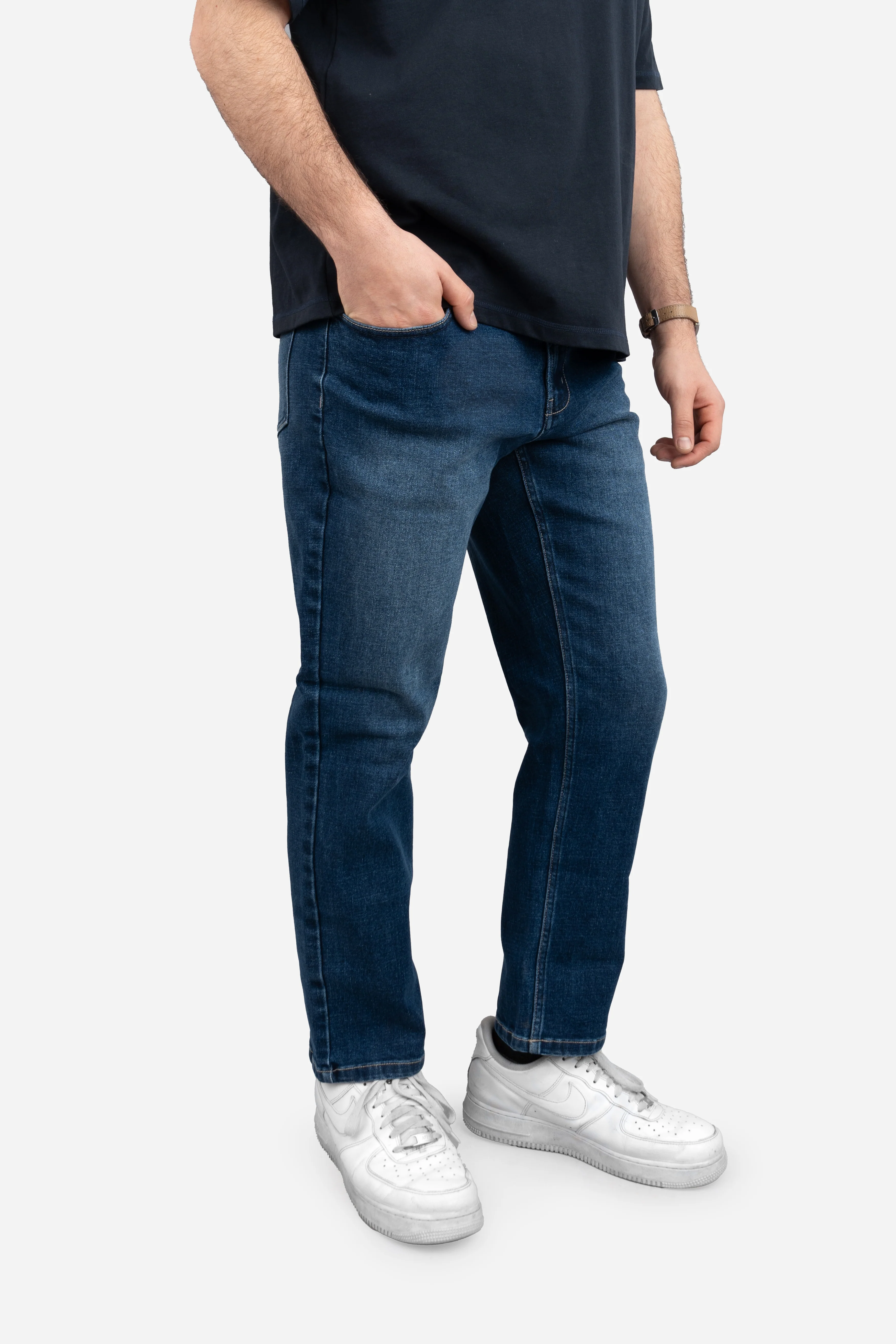 Straight Fit Stretch Jeans Medium Wash - Image 19