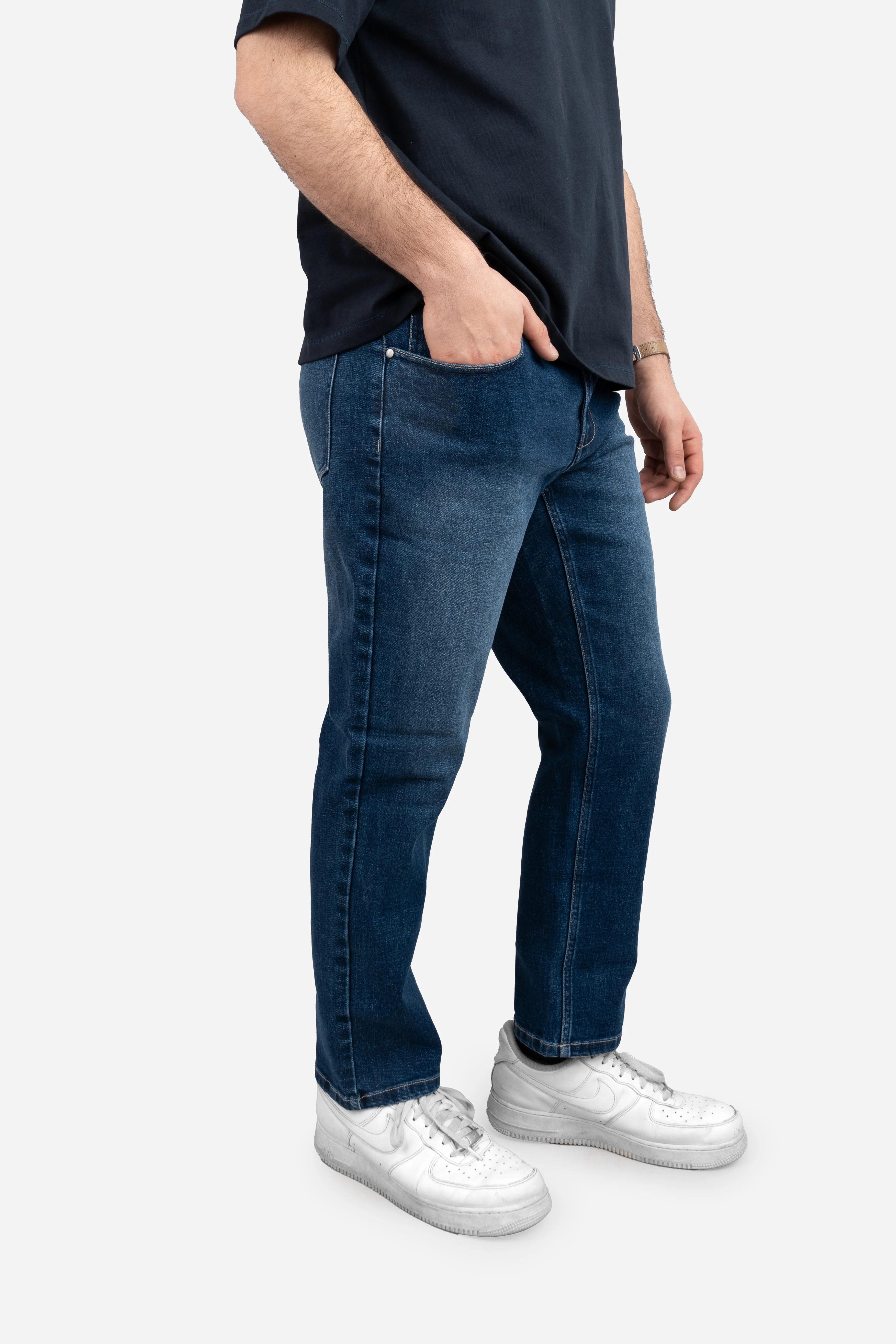 Straight Fit Stretch Jeans Medium Wash - Image 20