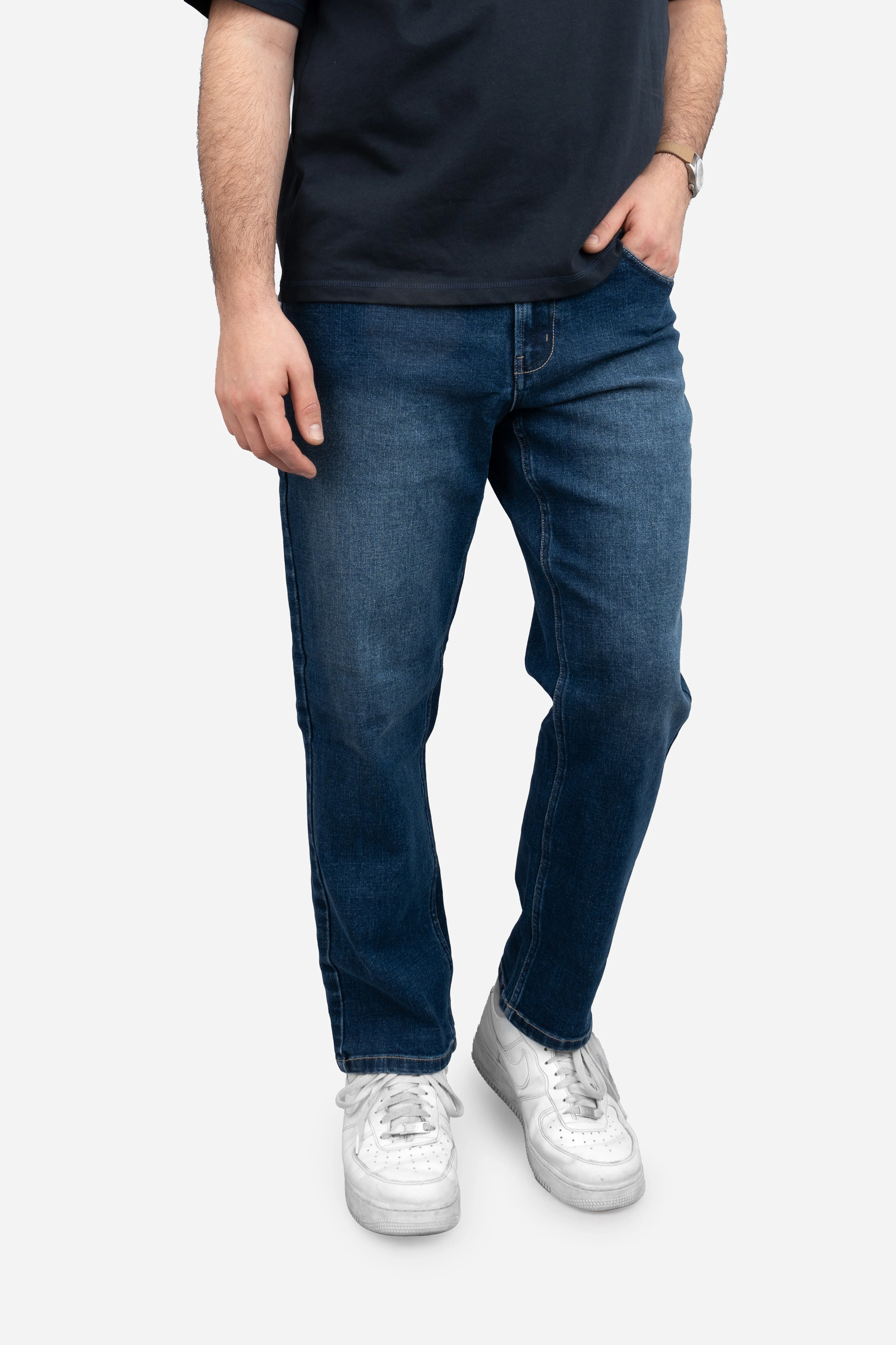 Straight Fit Stretch Jeans Medium Wash - Image 21