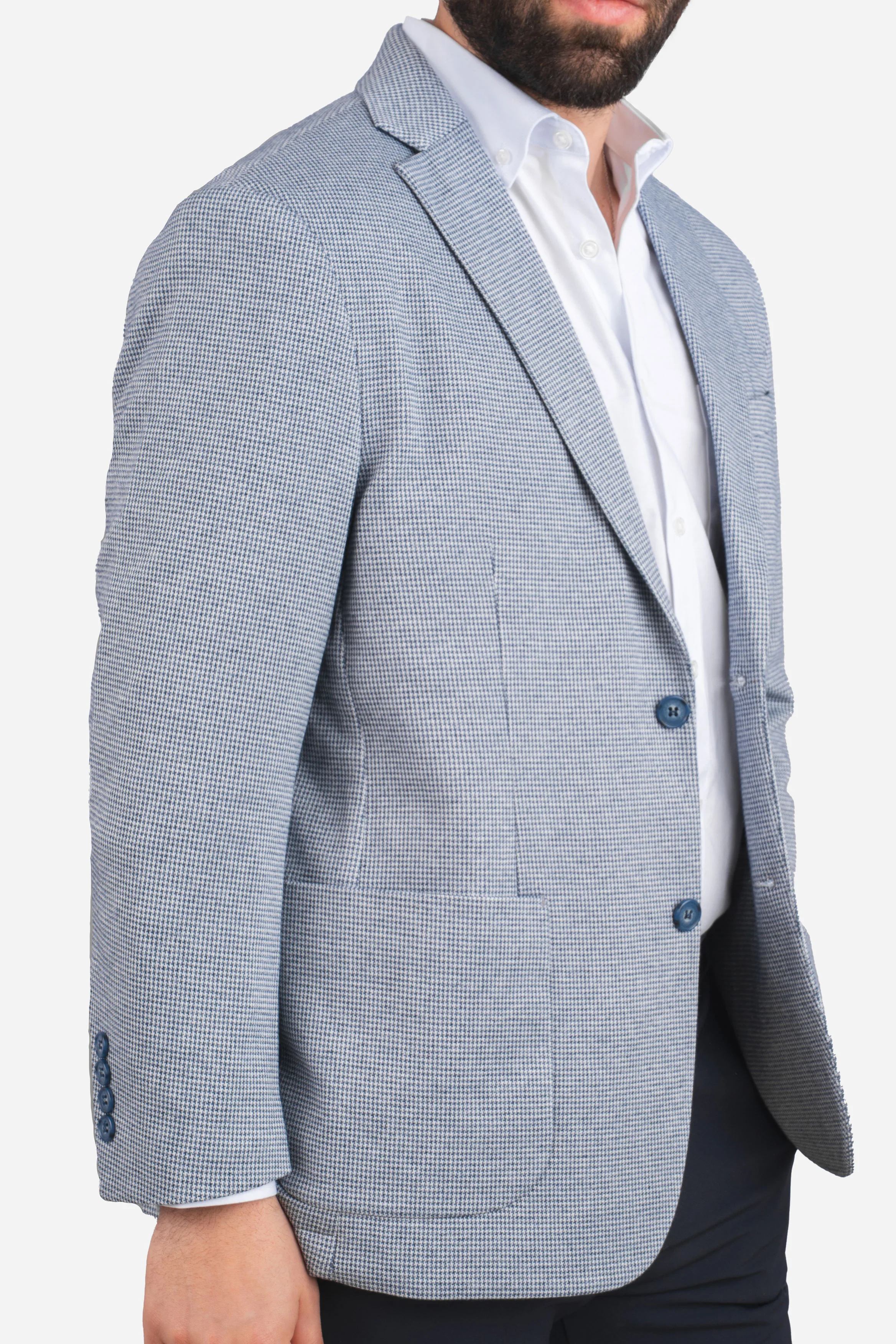 Stretch Blazer Blue Houndstooth - Image 3