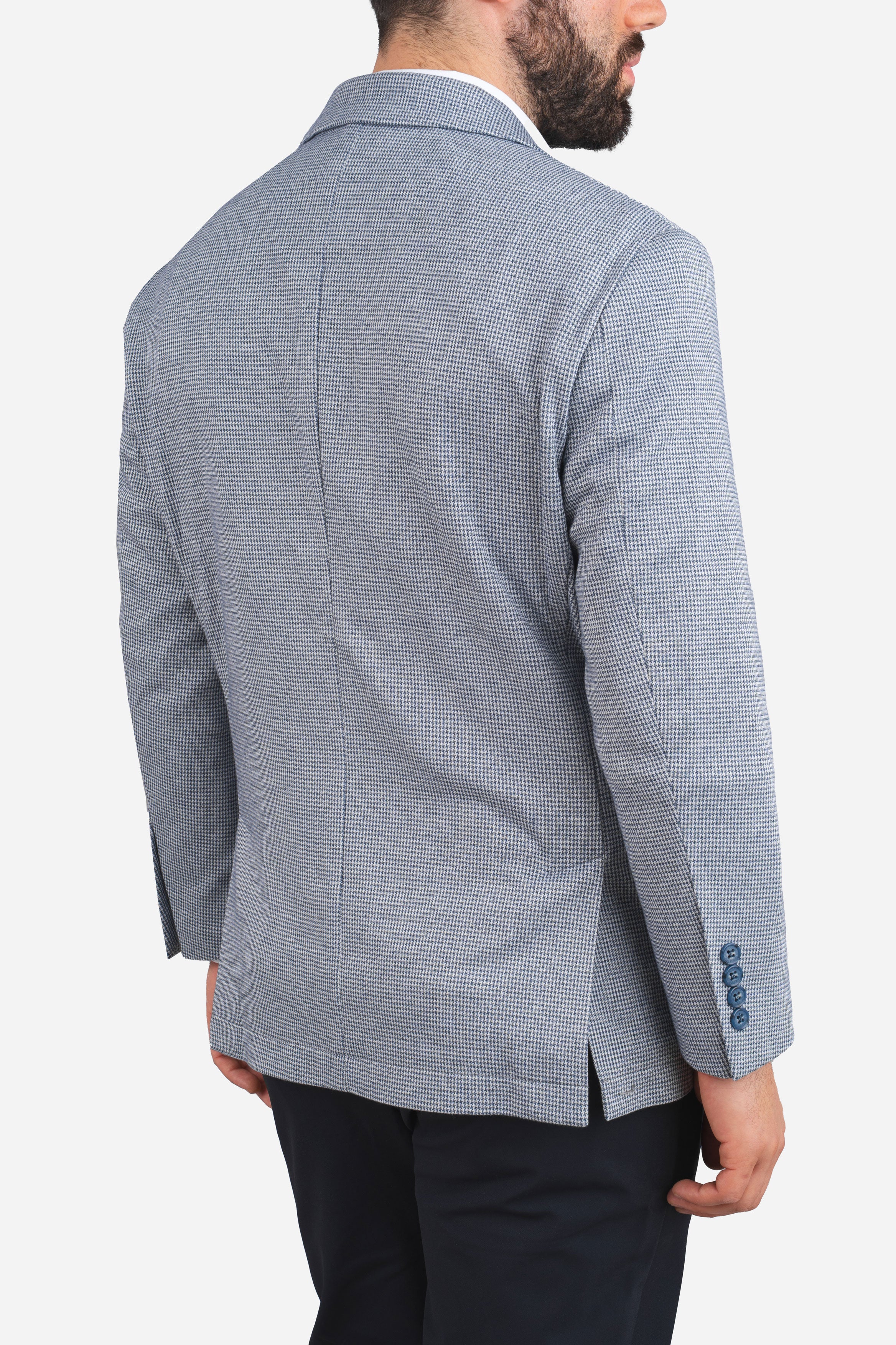 Stretch Blazer Blue Houndstooth - Image 4