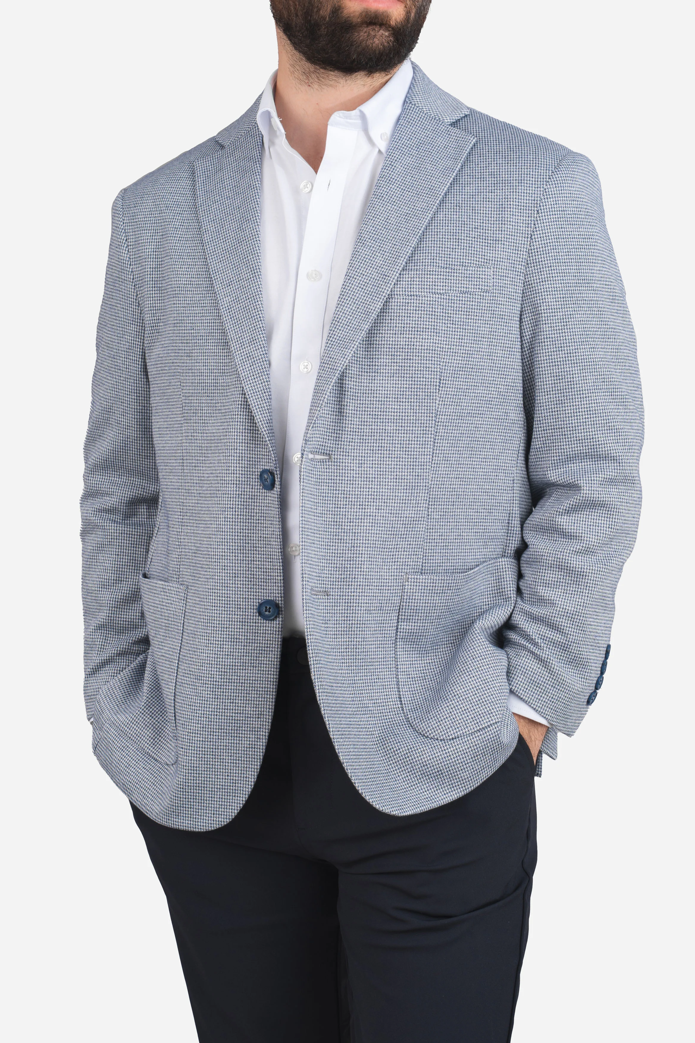 Stretch Blazer Blue Houndstooth - Image 5
