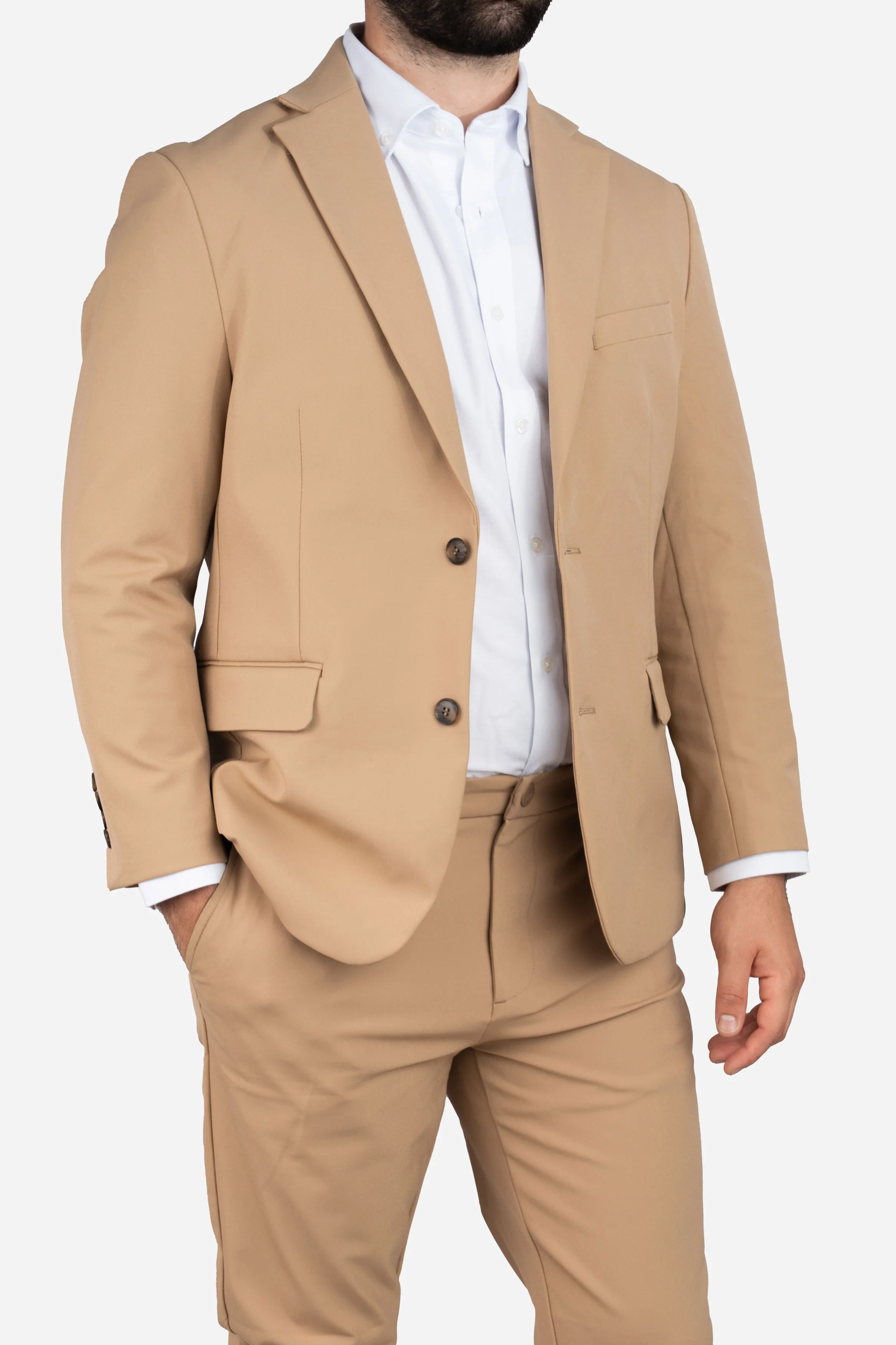 Super Stretch Suit Jacket Khaki - Image 4