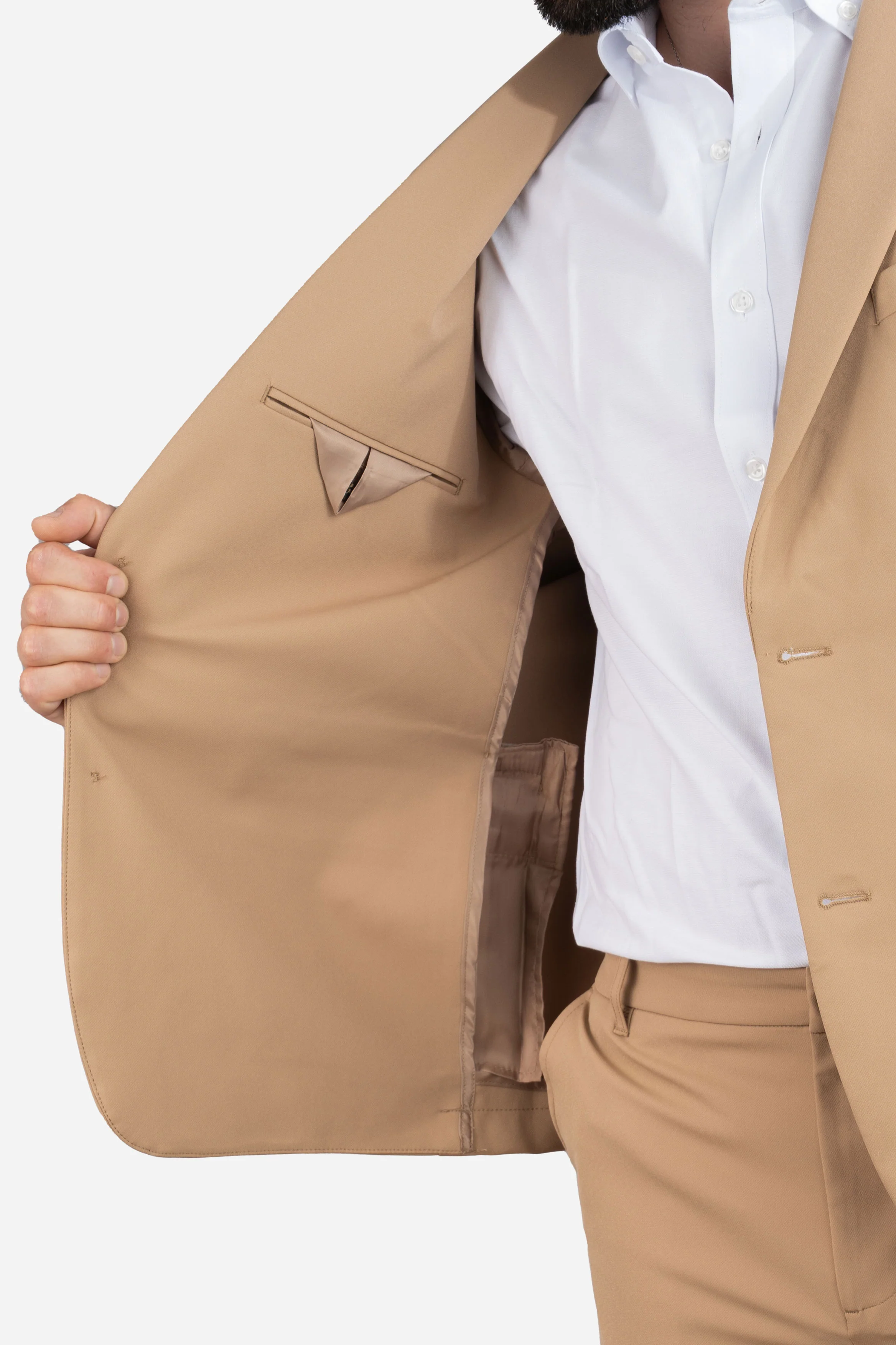 Super Stretch Suit Jacket Khaki - Image 6