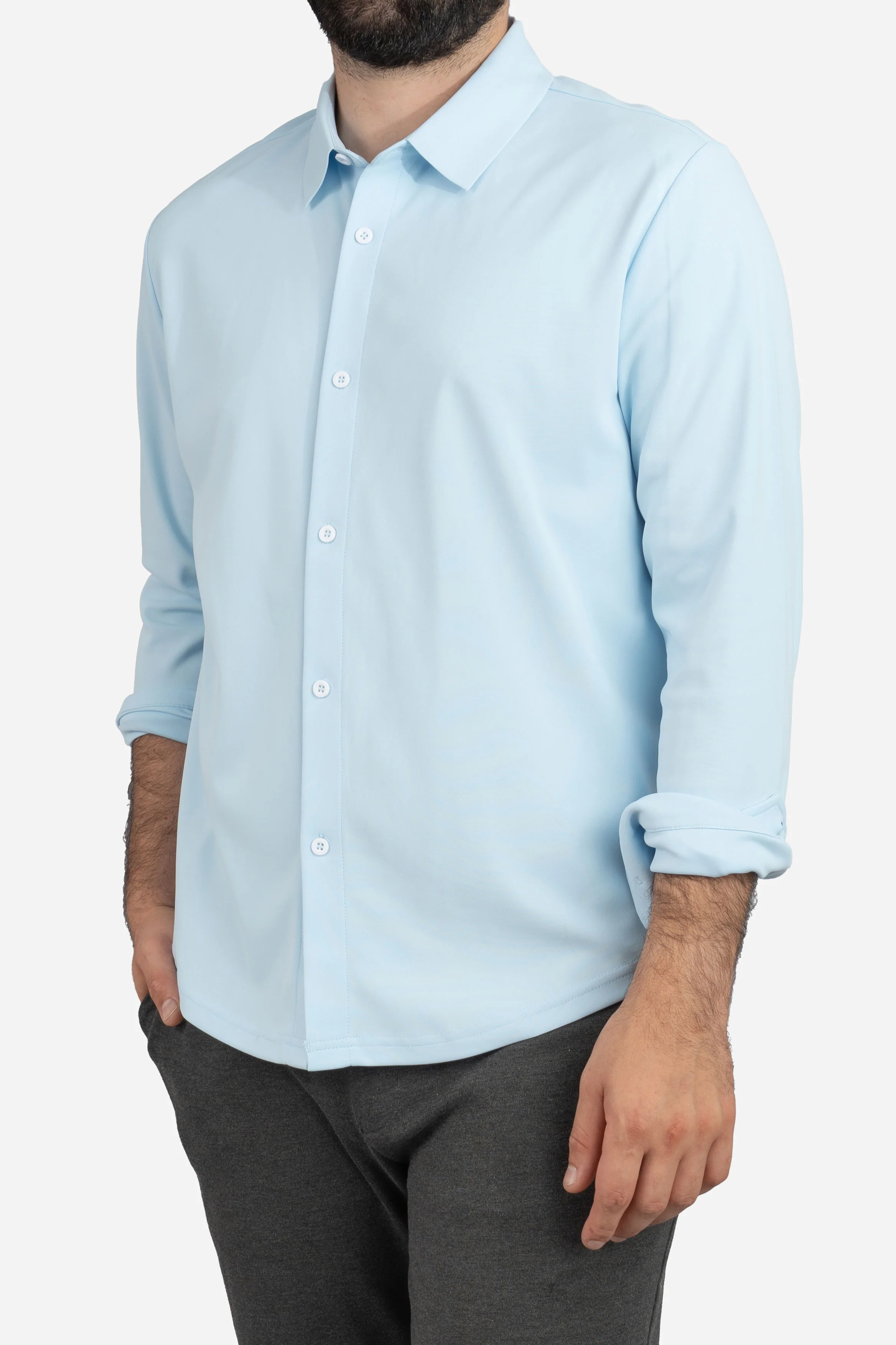 Tech Button Down Shirt Light Blue - Image 5