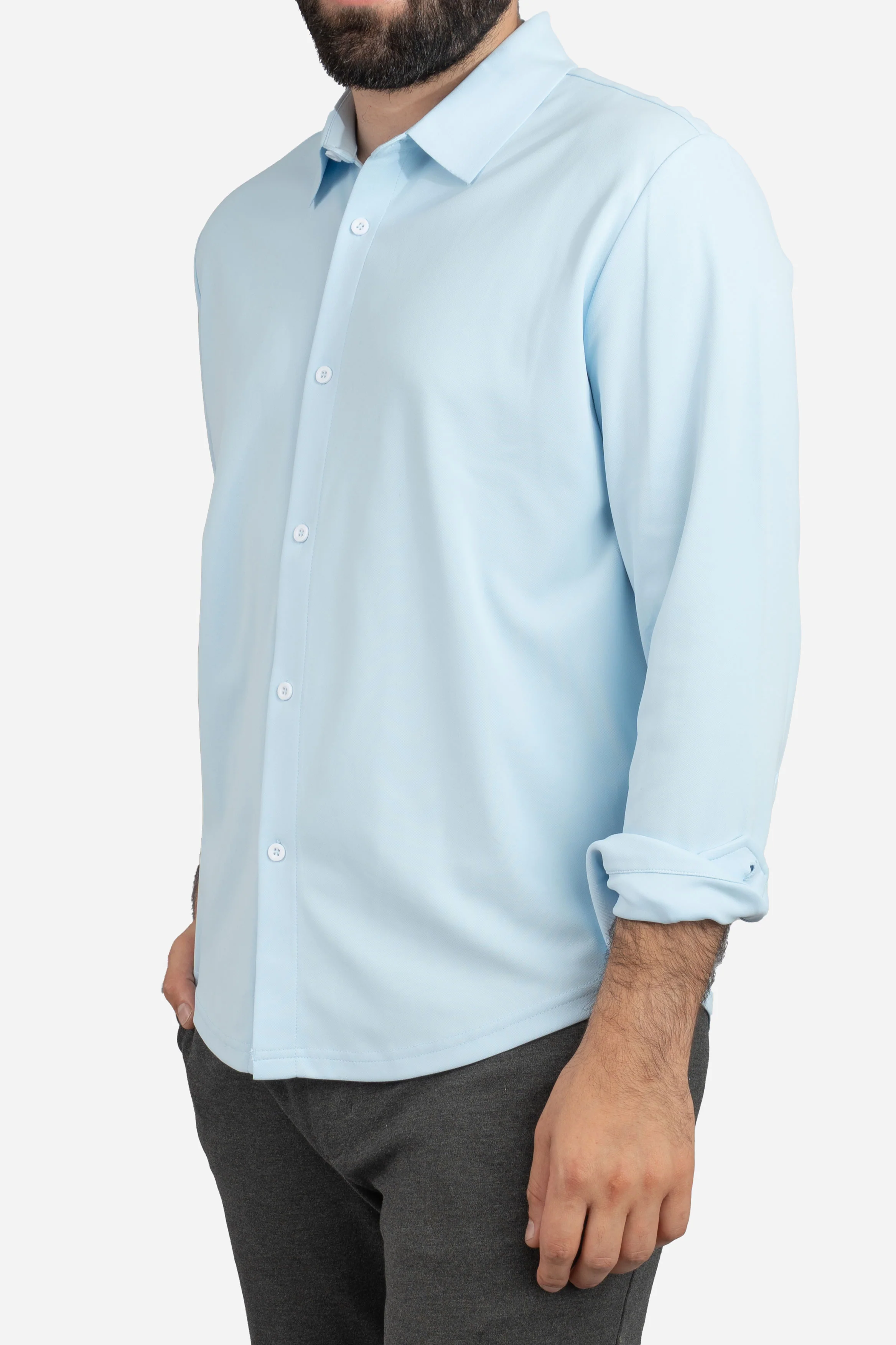 Tech Button Down Shirt Light Blue - Image 6